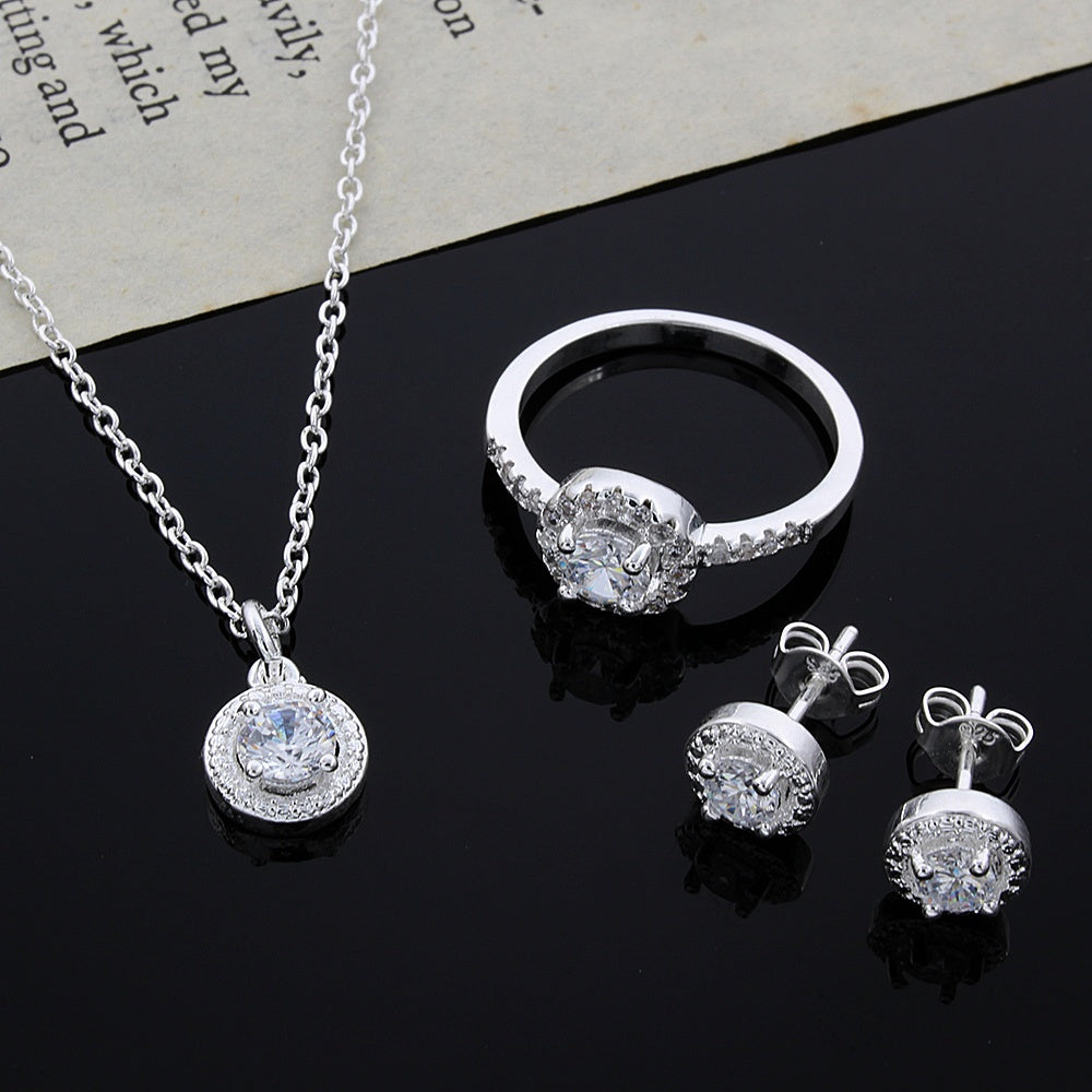 925 Sterling silver Cute Solid Christmas gift necklace earring ring jewelry Set