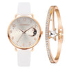 Women Watch Moon Numbers Dial Bracelet Watches Set Ladies