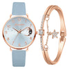 Women Watch Moon Numbers Dial Bracelet Watches Set Ladies