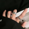 LATS Punk Metal Geometry Circular Punk Rings Set