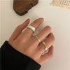 LATS Punk Metal Geometry Circular Punk Rings Set