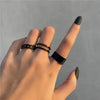 LATS Punk Metal Geometry Circular Punk Rings Set