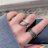 LATS Punk Metal Geometry Circular Punk Rings Set