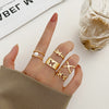 LATS Punk Metal Geometry Circular Punk Rings Set