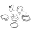 LATS Punk Metal Geometry Circular Punk Rings Set