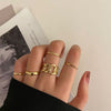 LATS Punk Metal Geometry Circular Punk Rings Set