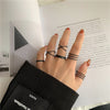 LATS Punk Metal Geometry Circular Punk Rings Set