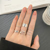 LATS Punk Metal Geometry Circular Punk Rings Set