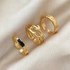 LATS Punk Metal Geometry Circular Punk Rings Set