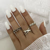 LATS Punk Metal Geometry Circular Punk Rings Set