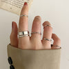 LATS Punk Metal Geometry Circular Punk Rings Set