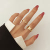 LATS Punk Metal Geometry Circular Punk Rings Set