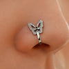 1Pc Crystal Butterfly Fake Nose Ring Non Piercing Clip On Nose Ring