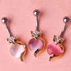 1Pcs Rabbit Fox Navel Piercing Dangle Belly Ring