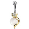 1Pcs Rabbit Fox Navel Piercing Dangle Belly Ring