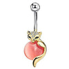 1Pcs Rabbit Fox Navel Piercing Dangle Belly Ring