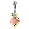 1Pcs Rabbit Fox Navel Piercing Dangle Belly Ring